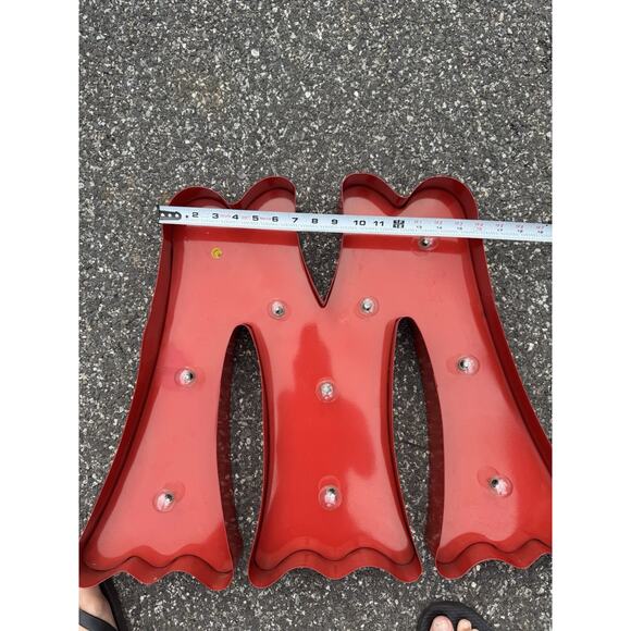 Marquee Letter "M" Decorative Sign Red Light Up Metal Home Decor Party - Picture 9 of 12